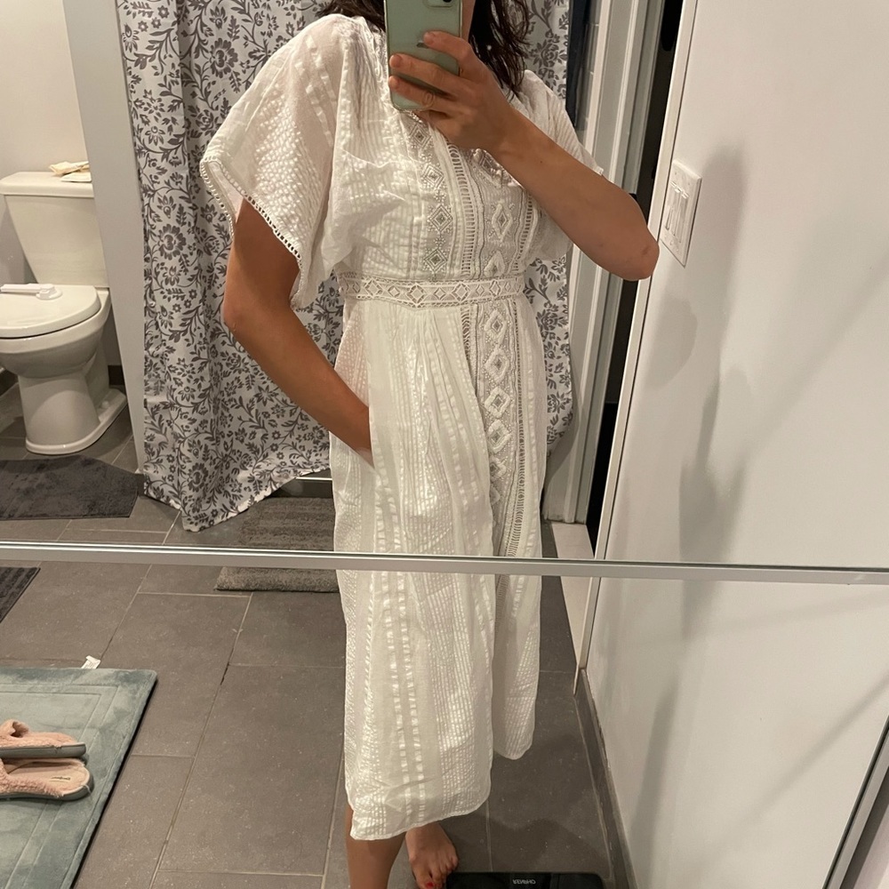 Anthropologie White Midi Dress